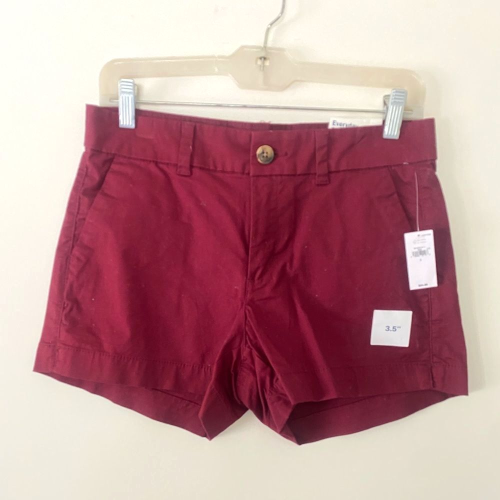 NWT Cotton Twill Chino Short Burgundy Maroon Mid Rise 3.5 Everyday Preppy Club 2 - Picture 2 of 6